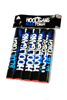 Pyrotechnika Fotbalová pochodeň modrá + bílý dým 25mm 5ks